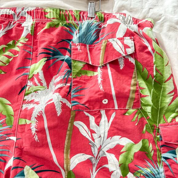 Tommy Bahama Relax 3XB Pink Tropical Swim Trunks Palm Print Cargo Board Shorts - Picture 3 of 5